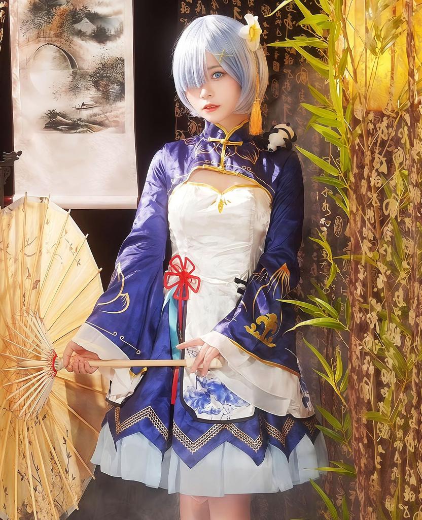 Cosplay Rem Cosplay Chinese Stage School Party Chinese Size [Nou-satsu] ReZero Costume, Dress, Anime, Halloween, Outfit, Festival, (Rem, Dress, M)