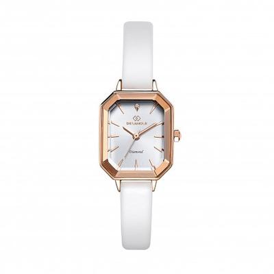 [DU AMOR] Montre DU AMOR pour femme avec bracelet en cuir et diamants DAW7102L-WH
