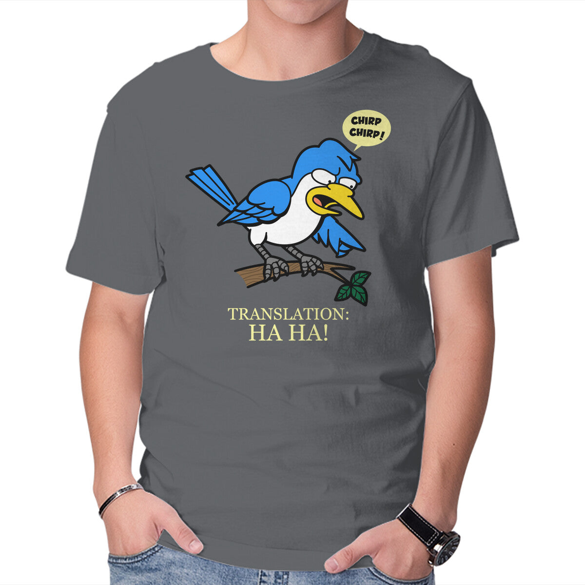 Unisex Crew Neck T-Shirt Springfield Mocking Bird Graphic Short Sleeve Casual Tee XXL