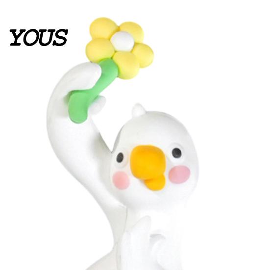 Tiny Duck Collectible Resin Decor for Desk Car Dashboard TV Monitor, Mini Monitor Decoration Figurine, Cute Holding Flower Ornament, Playful
