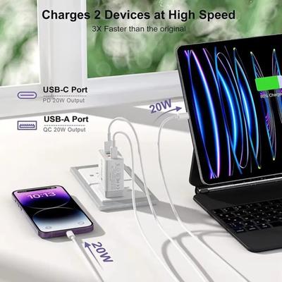Multi Port PD Charger with 3 USB Ports Type C Compact Travel Charger Fast Charging Adapter
