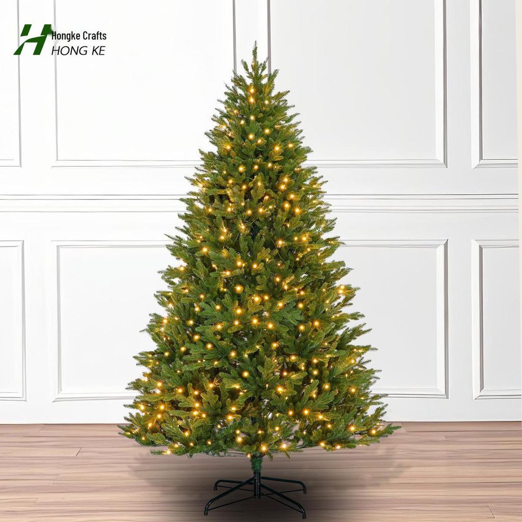 Luxurious Pre-lit Pure PE Pine Christmas Tree - Dense and Realistic Simulation
