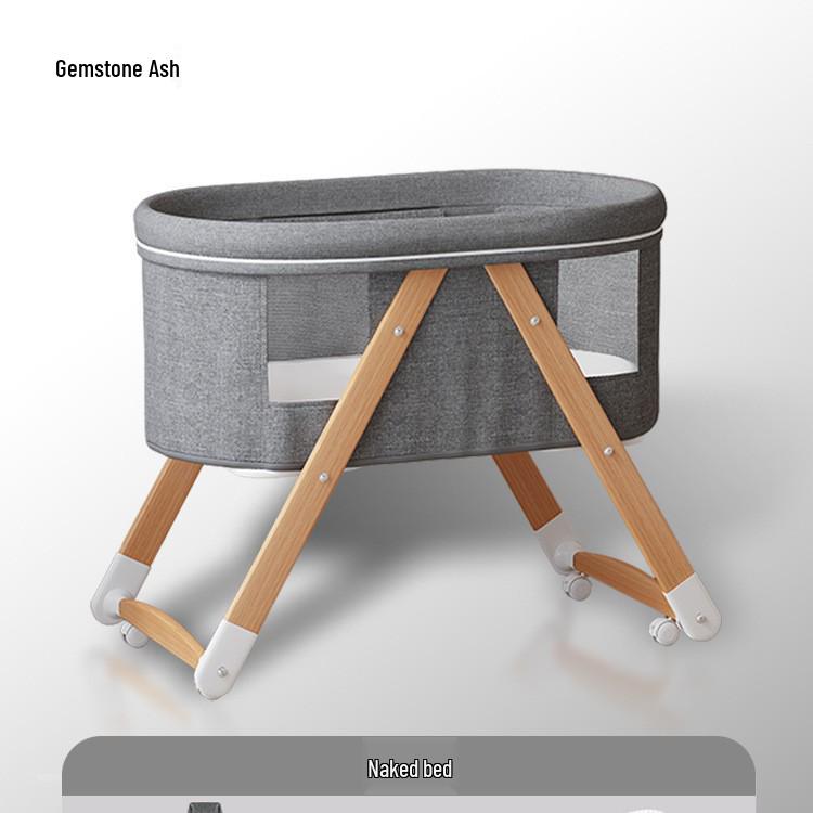 Portable Foldable Crib: Movable Baby Bed, Splicing Design for Newborns.