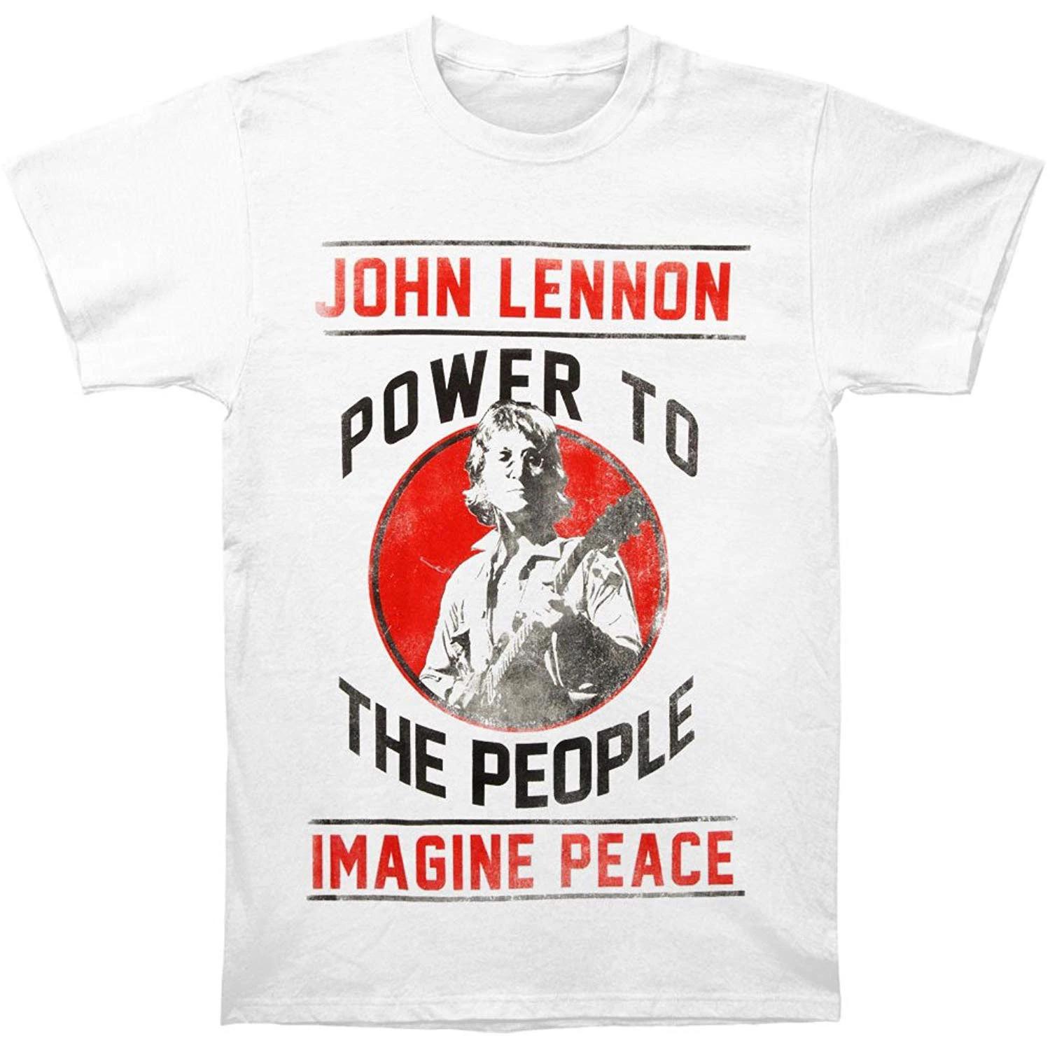 John Lennon Power To The People Adult 100% Cotton T-shirt Mens Tees Top - Rock Band the Beatles Music Tee S