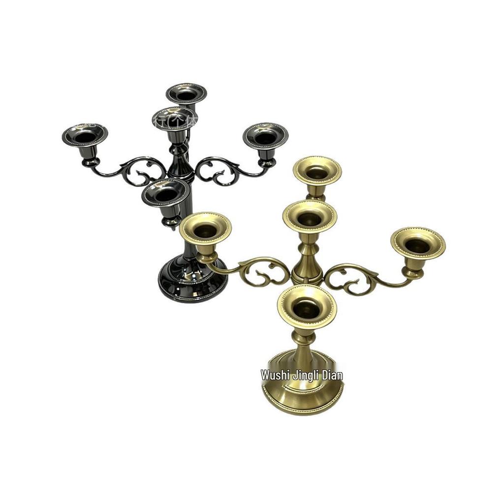 European Multi-Head Iron Candlestick: Elegant Retro Candle Holder for Romantic Dinners & Weddings