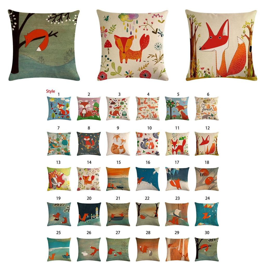 Versatile 18'' Cartoon Fox Pillow Case Cushion Cover For Stylish Living Spaces