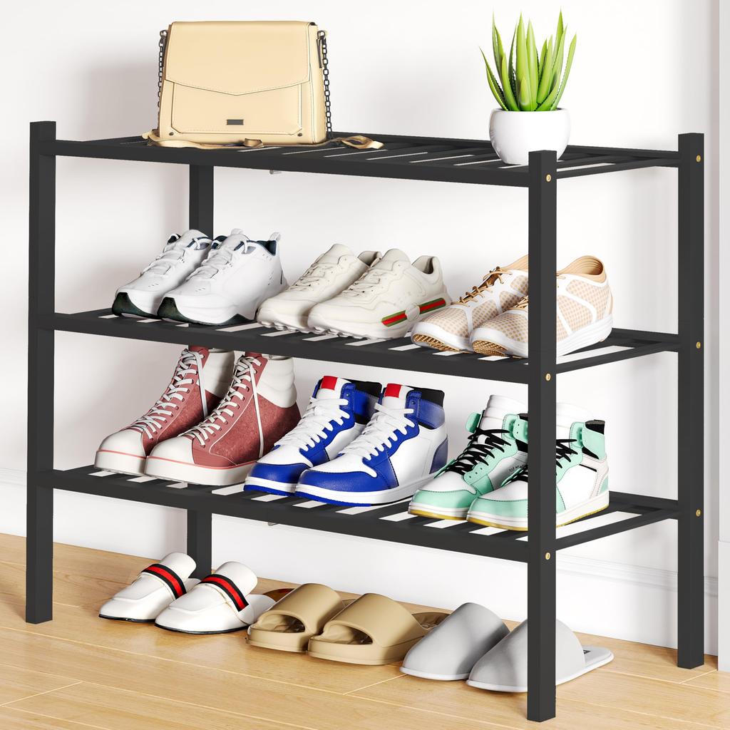 Olanly Bamboo Shoe Organizer Quality Expandable Shoe Rack Stackable Free Standing Wooden Shoe Storage Shelf For Entryway Closet