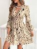 Leopard print new long-sleeved dress, women's