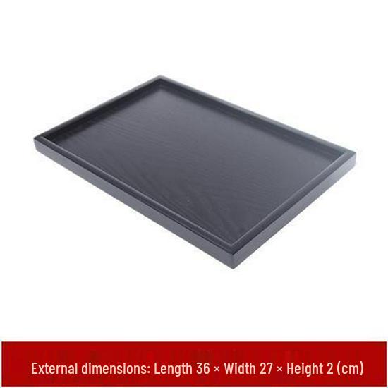 Rectangular Japanese Black Wooden Serving Tray - Solid Wood Plate for Dinner, Tea, or Water Cups. Perfect for Retro Restaurant Decor.