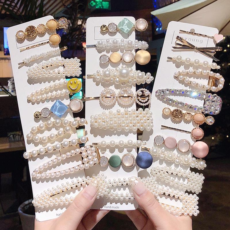 Haarnadel im koreanischen Stil mit Metallperlen und Strasssteinen für Damen