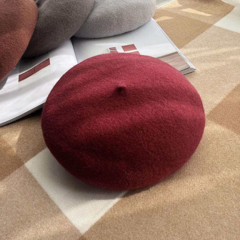 Fashion Solid Color Autumn and Winter Thickened for Keep Warmth Beret Hat Women Versatile Literature and Art Painter's Hat