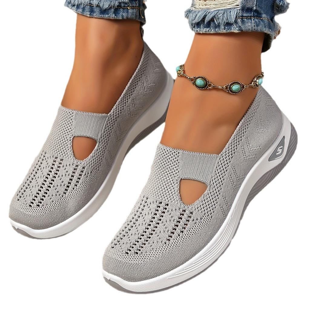 Spring and Summer Large Size Casual Comfortable Ladies Cloth Shoes One Foot Stirrup Flyweave Mesh Shoes Women's Shoes
