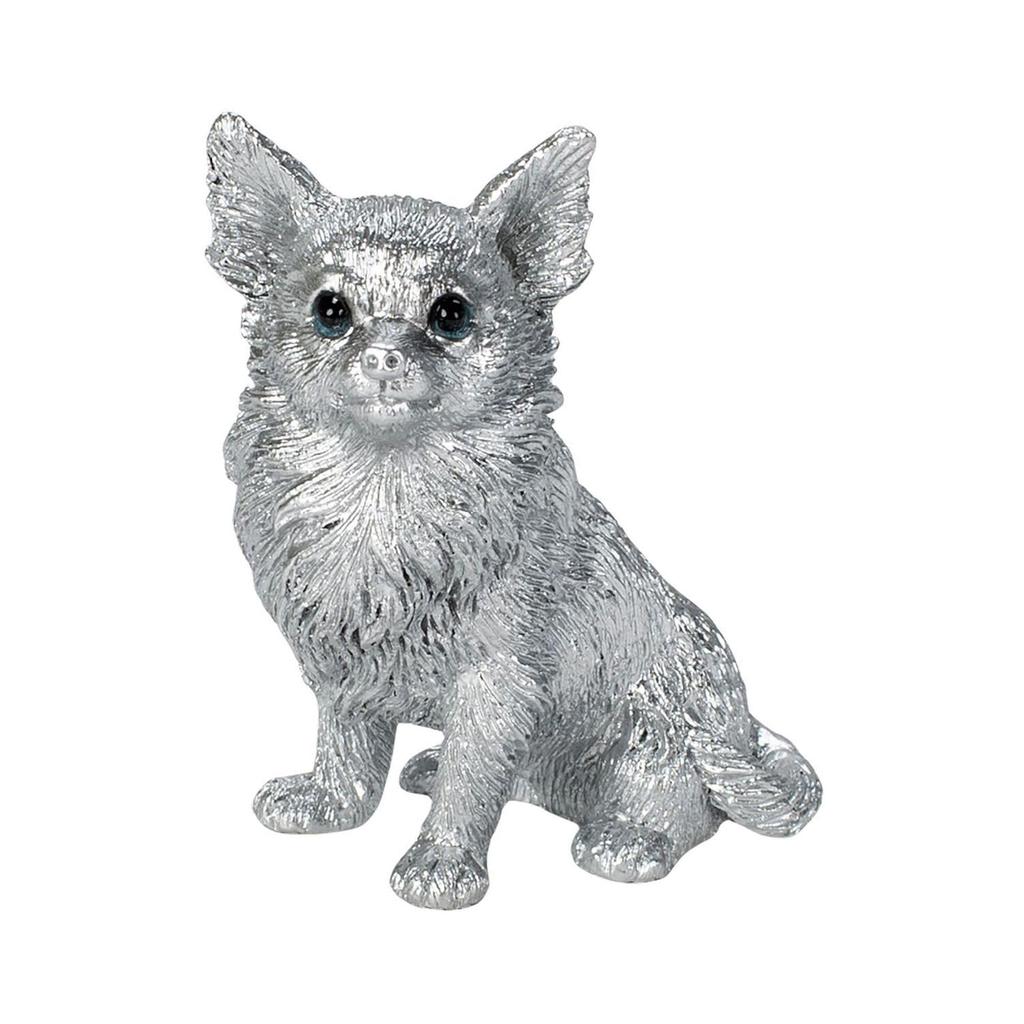 Ubia Metal Pet Chihuahua Silver 4 X X Doll Figurine Animal Ornament Garden Decor Dog 2.5 4.5cm H24014-J13