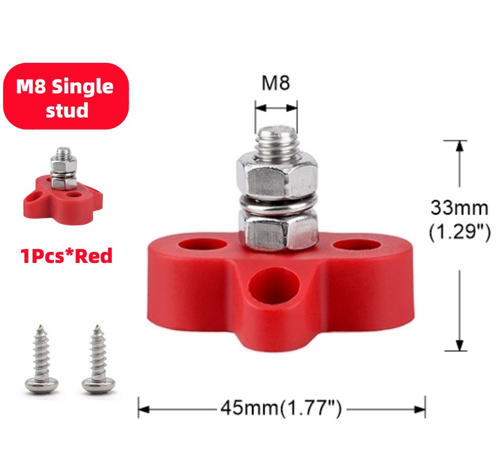 M6 M8 M10 Bus Bar 12V Terminal Block Studs BusBar 12V 5/16" 1/4" Negative Heavy Duty Power Distribution Stud for Truck RV Boat