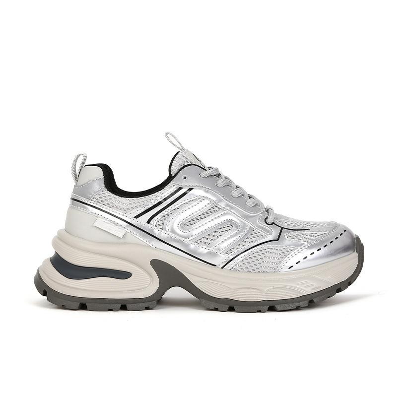 Wilderness late summer~ silver reflective strip color matching mesh platform dad shoes sneakers 2025 spring women's shoes new
