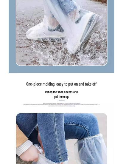 Waterproof Non-Slip High-Top Rain Shoe Covers for Men, Women, and Kids – Thick and Transparent for Rainy Days.