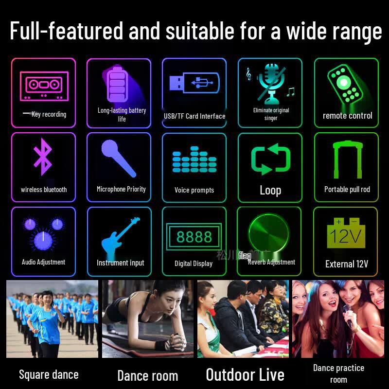 Songchuan International SS1-12Pro Portable KTV Trolley Speaker with Wireless Charging & Microphones (CN Version)