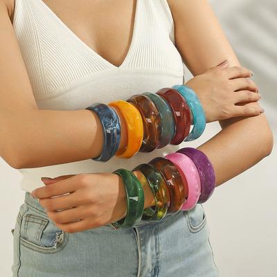 10 Colors Bohemia Resin Colorful Braceles for Women Trendy Vintage Geometric Irregular Bracelet Prom Party Jewelry Accessories