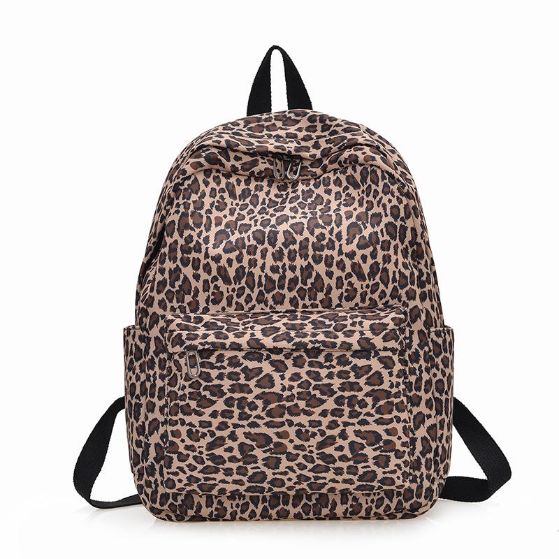 Schoolbag New College School Bag Female Junior High School Retro Leopard Print Backpack Lightweight High School Computer Travel Backpack