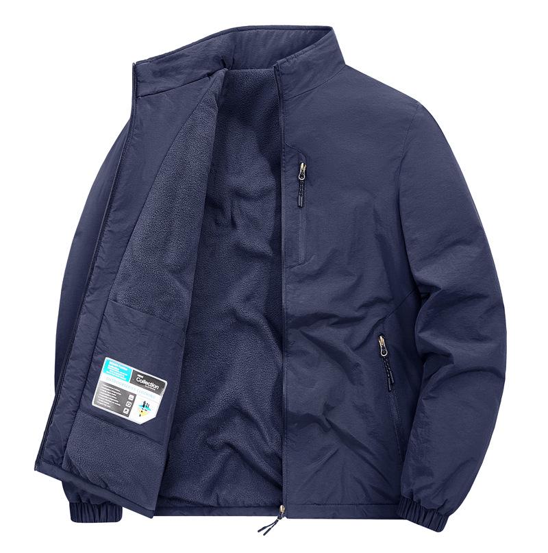 Herbst/Winter 2025 Herren Wasserdichte Jacke mit Stehkragen - Lässig, Einfarbig, Für mittlere und ältere Jahre.