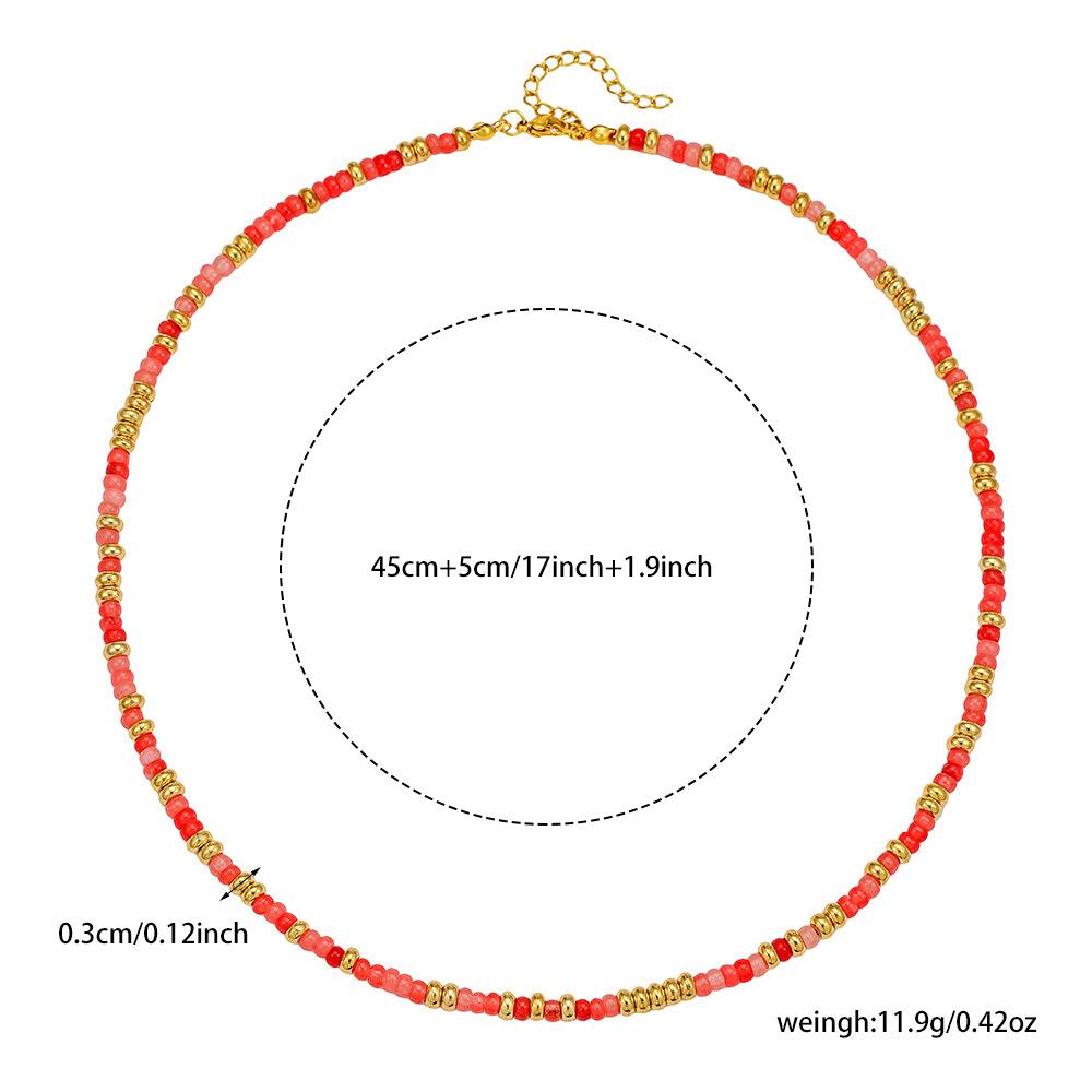 Colored natural stone necklace, dopamine beaded bracelet, collarbone chain, light luxury niche jewelry.