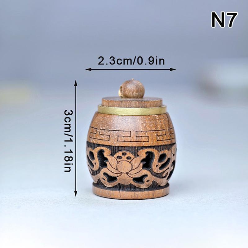 Holz Ausgehöhlt Geschnitzt Aromatherapie Flasche Mini Vase Pagode Auto Hängedekoration Duft Diffusor Flasche Versiegeltes Glas Anhänger