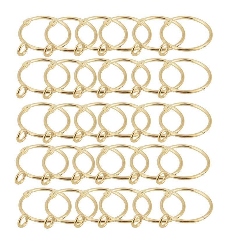 Good-30 Pcs Openable Gold Curtain Rings Open And Close Metal Rustproof Drapery Loops With Eyelet For Hook Pins (1.5 Inch) золотой