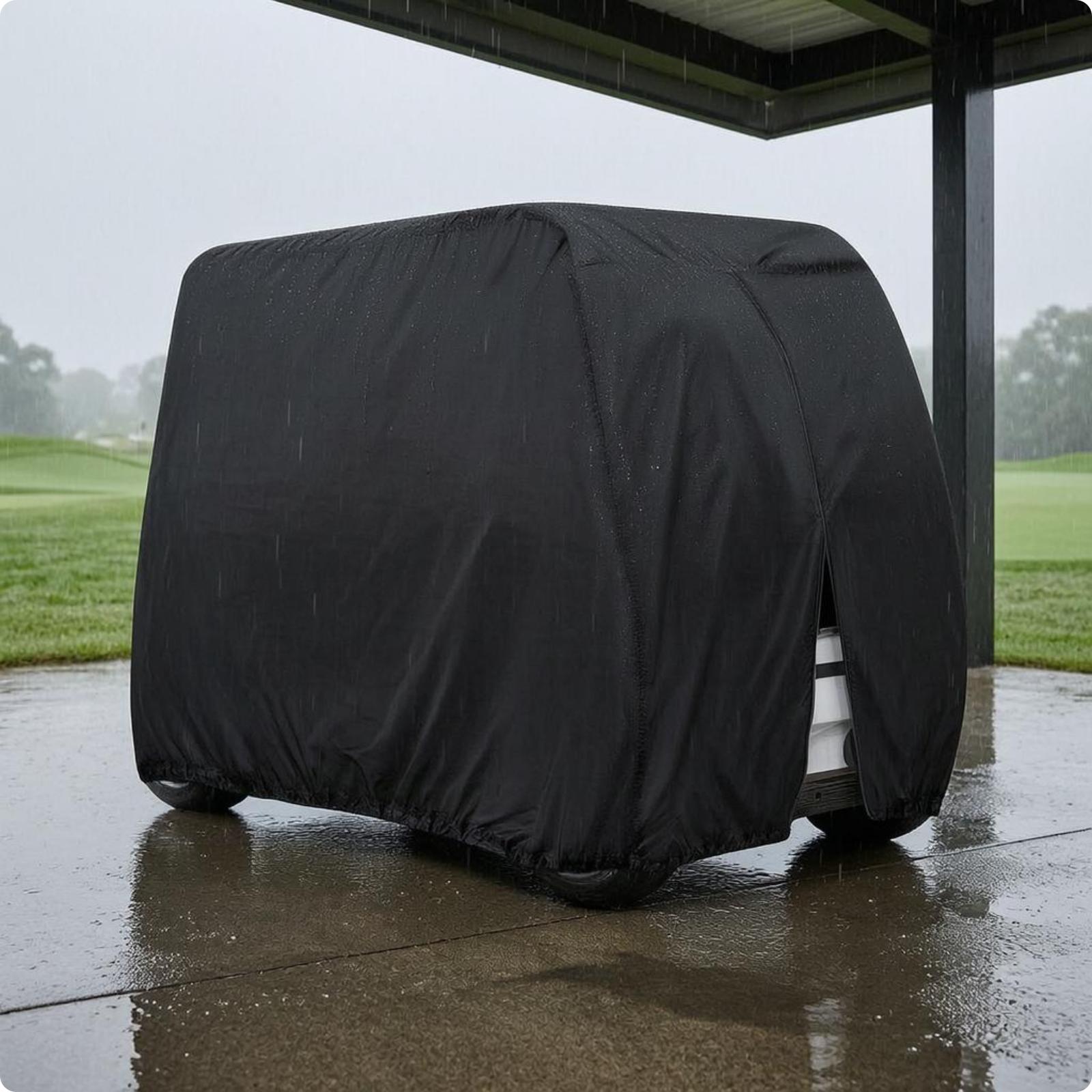 Waterdichte Golfkar Cover Gestikte Naden Volledige Dekking Golfkar Cover Zwart