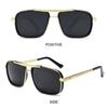 Stylish Luxury Rectangle Sunglasses Thick Edge Metal Frame Summer Double Bridge Shades for Outdoor Driving