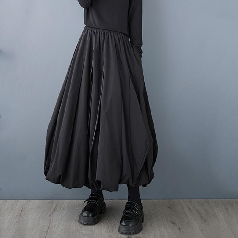 

Большие размеры Высокая талия винтаж Весна осень повседневная свободная длинная для женщин юбки женская юбка чёрный