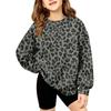 Girls' Fashion Leopard Print Neck Sweatshirt Casual Pullover Top for Everyday Wear