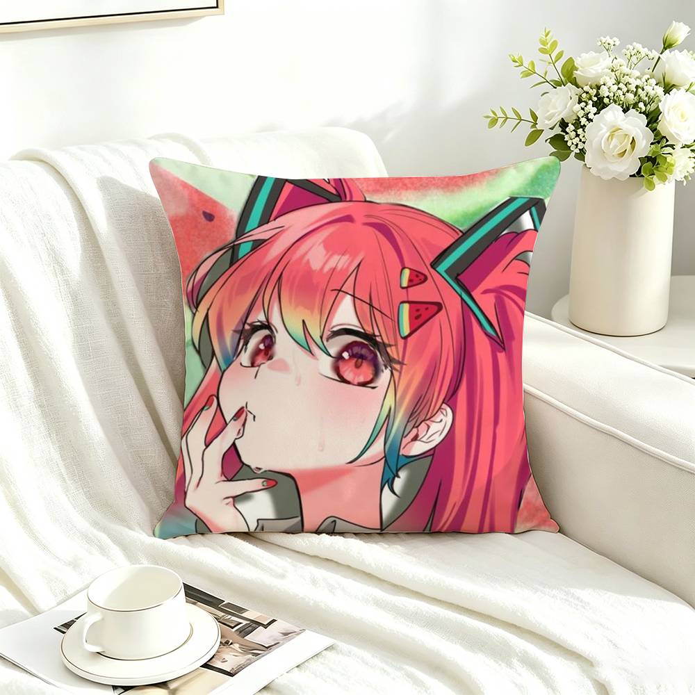 Anime a-Angel-Beats Square Double-Sided printed Pillow Case Bedroom Bedside Pillow Sofa Cushion Cover