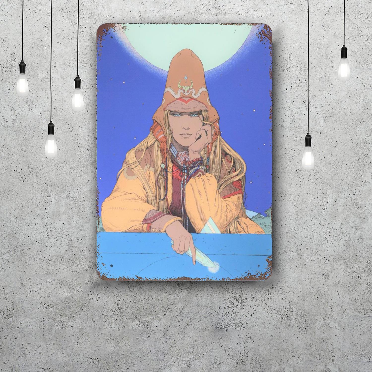 

moebius Cartoonist Decor Poster Vintage Tin Sign Metal Sign Decorative Plaque for Pub Bar Man Cave Club Wall Decoration 20x30cm（7.8x11.8inch）