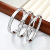 Trendy Titanium Steel Gold-Plated Open Bangle for Women - Elegant, European & American Style, Simple & Versatile Light Luxury Bracelet