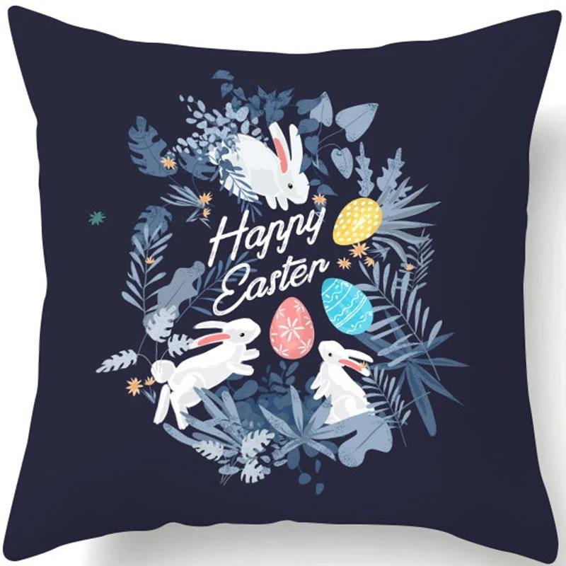 

2024 Новая пасхальная декоративная наволочка Happy Bunny Egg Print наволочка для гостиной, дивана, наволочка, украшение для комнаты, дома 40x40cm