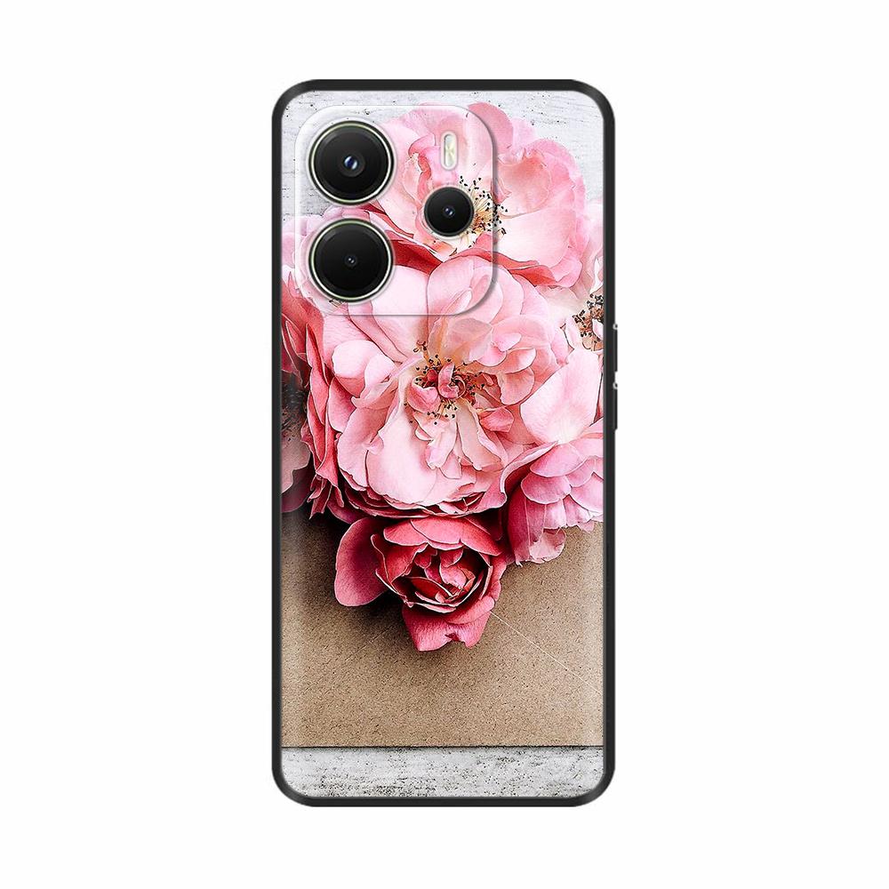 For Xiaomi Redmi Note 14 4G Case Luxury Painted Cover Black Silicone Phone Case For Redmi Note 14 Fundas note14 4G Soft Bumper