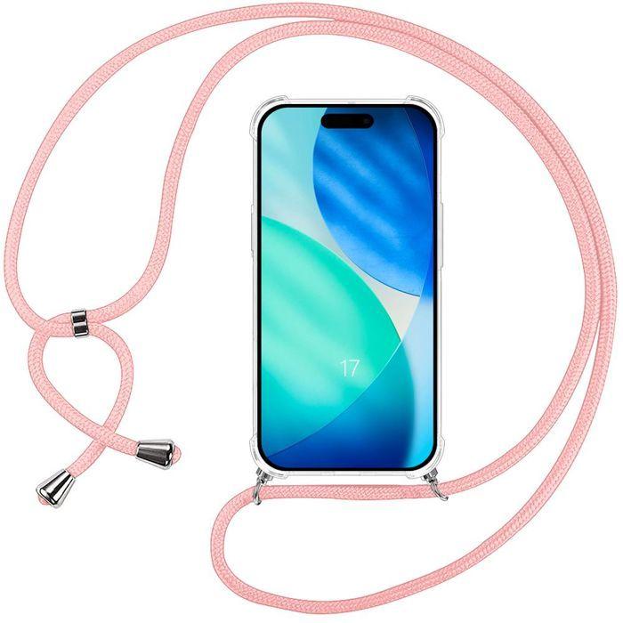 Coque de Protection - BOOLING - iPhone 17 - Silicone Antichoc - Ultra-Transparente - Cordon Rose