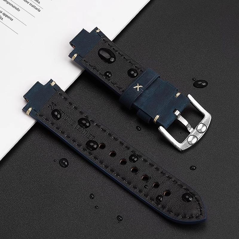 Konvexer Mund-Armband Für ORIS Tauch AQUIS Retro Rindsleder 733 7730 7740 Herren-Uhrenarmband 24 * 12mm 24 * 11mm Gürtel