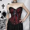 Ladies Lace Pattern Strapless Vest Elastic Rope Corset with Adjust Rope Universal Women Banquet Dress Shirt Coat Corset