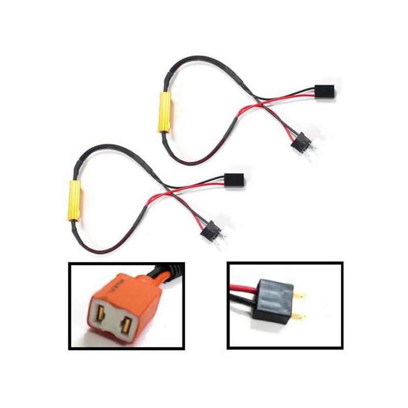 2X 9004 9007 HID LED Kit Error Free Load Resistor Decoders harness Adapter