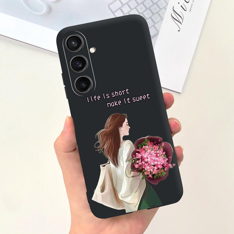 For Samsung Galaxy A55 Case Pretty Cartoon Girls Sunflower Cover Soft TPU Phone Case For Samsung A15 A25 A35 A55 5G Fundas Coque