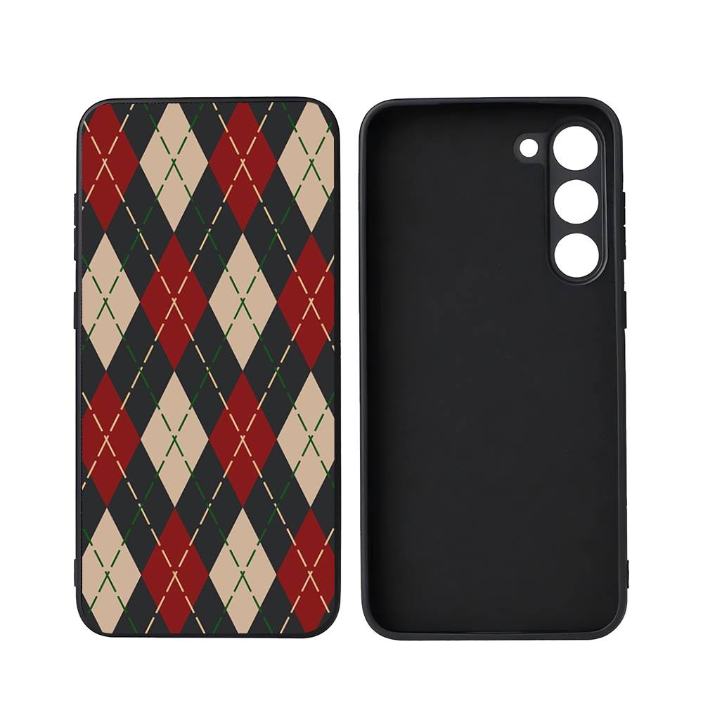 Buntes Karo Für Samsung Galaxy S25 S24 S23 Ultra S22 S21 Plus S20 Schwarze Weiche Silikon Schutzhülle