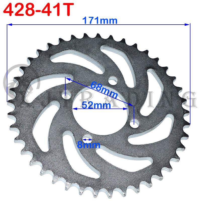 Motorcycle 420/428 Chain 31T/37T/41T/48T 52MM Rear Chain sprocket for Chinese ATV Quad Pit Dirt Bike Motor Moped Accessories