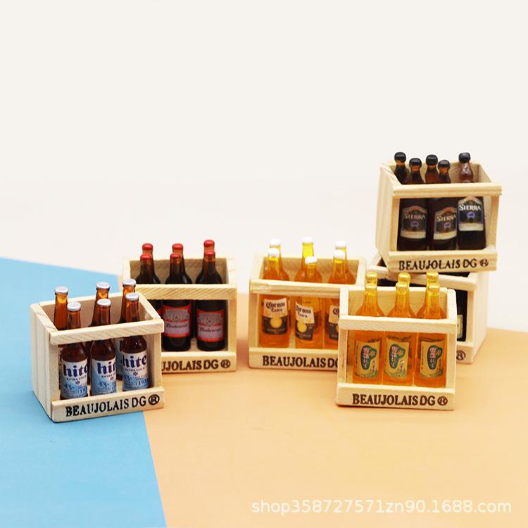 Japanese Dollhouse Beer Frame Drink Basket Model Miniature Accessories Shooting Props Ornament Toys