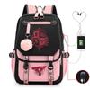 Trend Printing Student Casual Schoolbag Contrasting Color Neutral USB Backpack