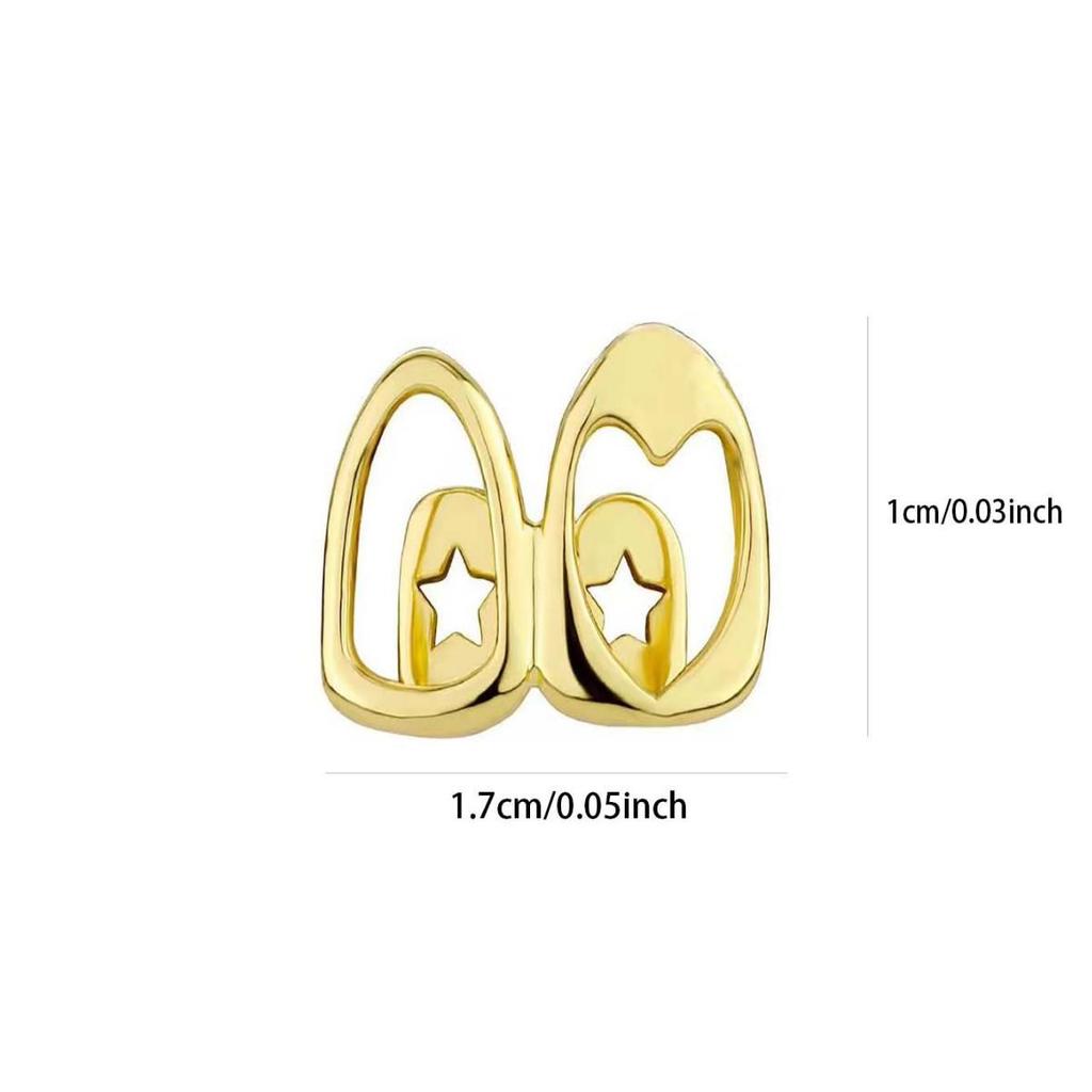 Jinwu Two-Tone Hollow Heart Grillz - Hip Hop Gold Teeth Streetwear Accessory