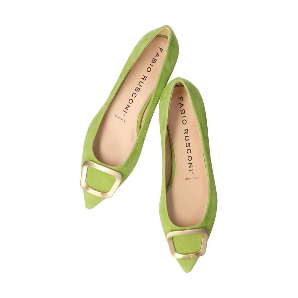 Fabio Rusconi Women's Low-Heel Buckle Pumps, Green Suede, Size 22.5cm, F01008