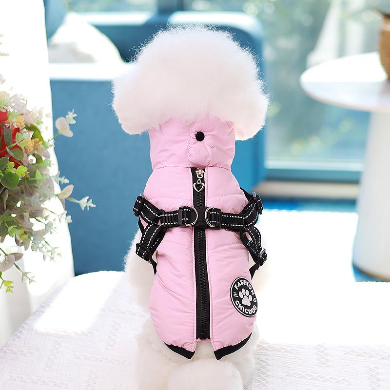 Cross-Border Traction Chest Winter Dog Coat: Thickened Cotton Puppy Vest for Snowy Days