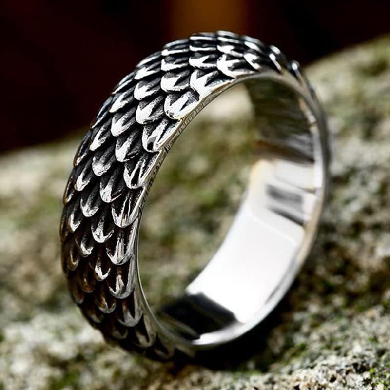 Retro Domineering Dragon Scale Ring for Men, European and American Simple Punk Ring, Fashionable and Versatile