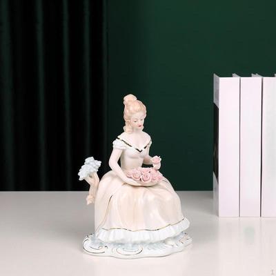 Ceramic Sculpture Girl Statue Gift Crafts Collectible Decorative Artwork Tabletop Ornament Figurine